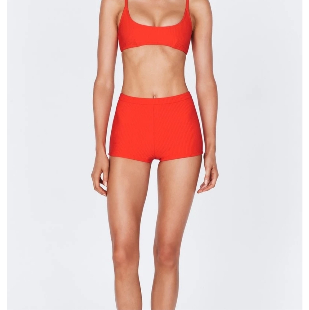 Red rib  bathing suit shorts - Picture 4 of 4